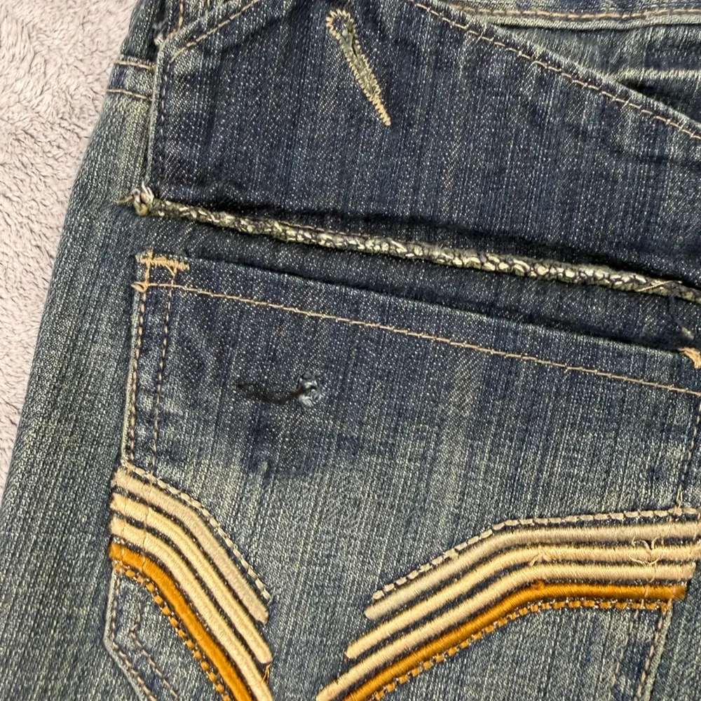 BASIC CODE JEANS Mens W34‎ L30 Blue Denim Straight Leg Distressed Style Jeans